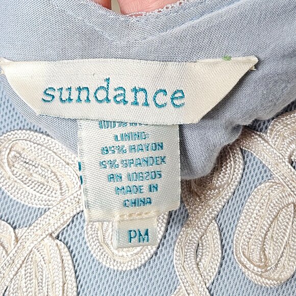 Sundance Cameo Applique Lace‎ Overlay Sleeveless Dress PM Petite M Full Skirt - Picture 4 of 10